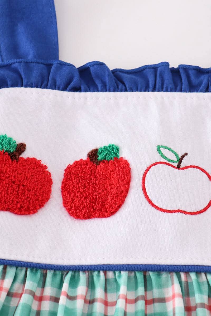 Apple French Knot Plaid Dress