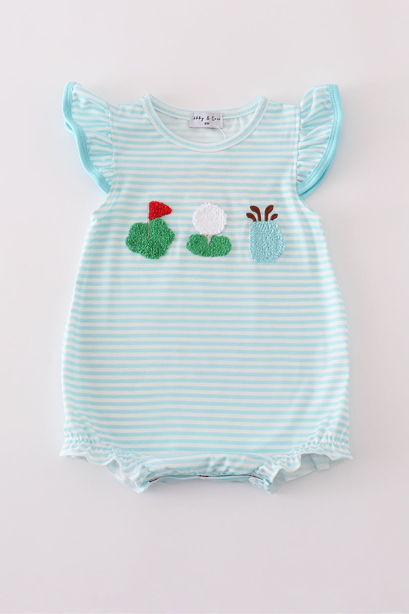 Blue Stripe French Knot Golf Ruffle Bubble