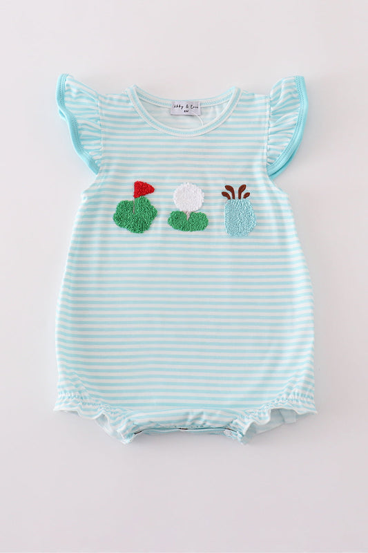 Blue Stripe French Knot Golf Ruffle Bubble