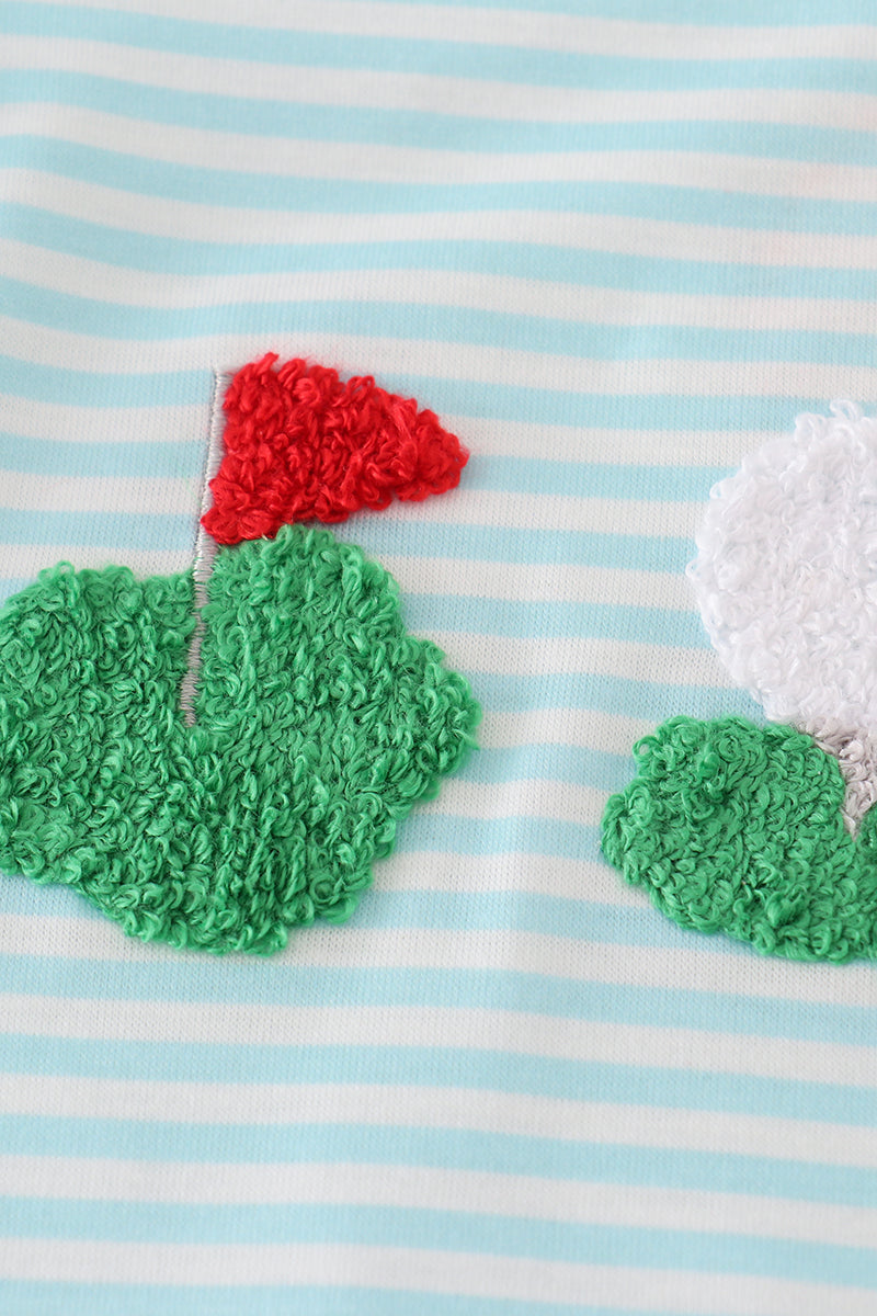 Blue Stripe French Knot Golf Ruffle Bubble