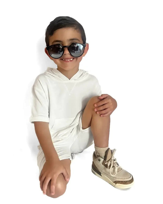 Bamboo Short Sleeve Hoodie + Harem Shorts SET - Coconut