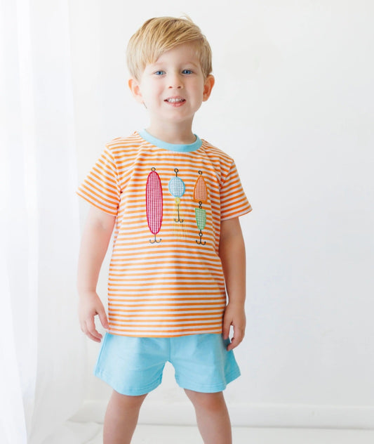 Fishing Lure Applique Short Set