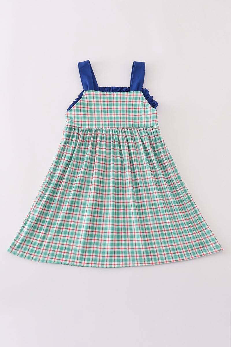 Apple French Knot Plaid Dress