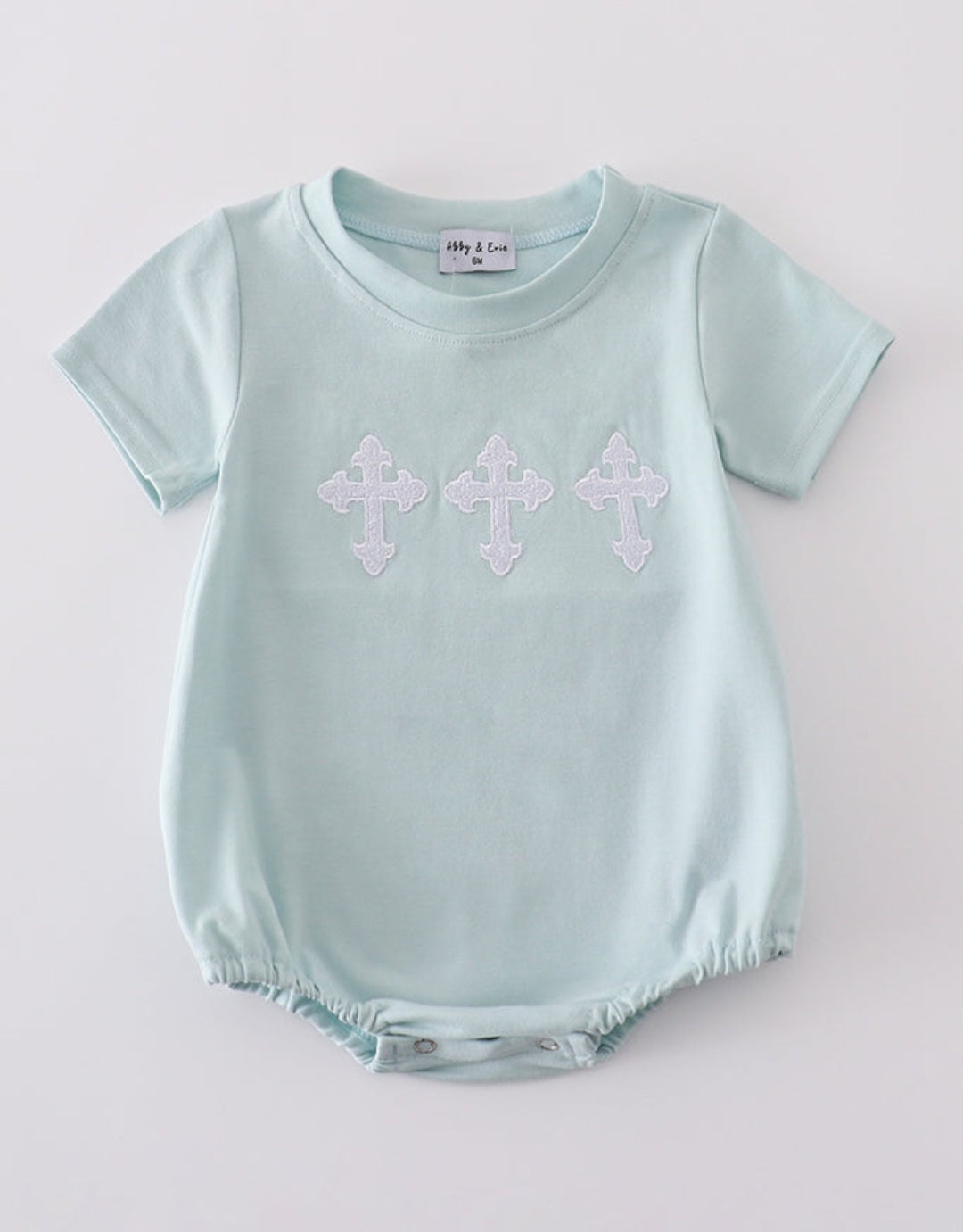 Blue|Mint Embroidered Crosses Bubble