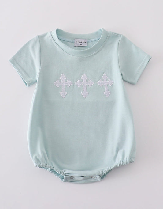 Blue|Mint Embroidered Crosses Bubble